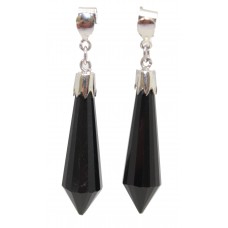 Dangle Earrings Black Onyx Women's Silver 925 Gem Stone Natural Handmade A804